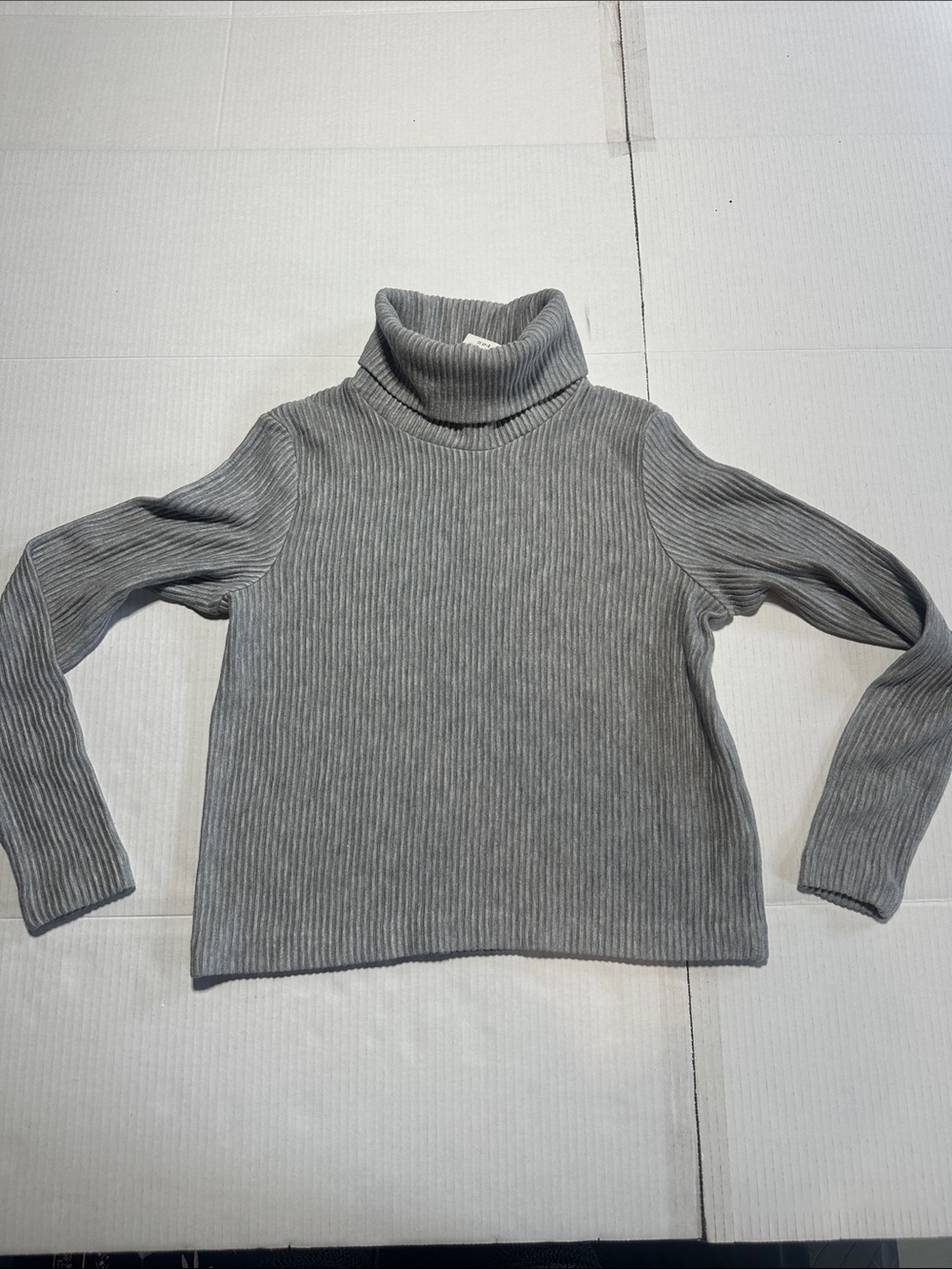 NWT Meredy top tricot Club Monaco heathered Grey Ribbed Turtleneck Sweater soft - Picture 1 of 8